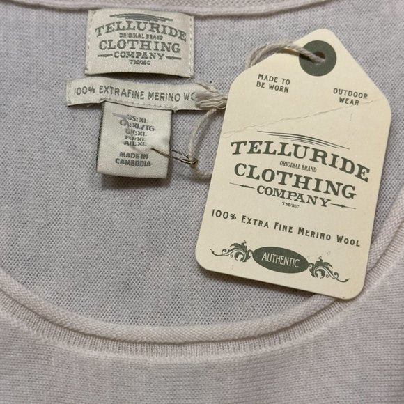NWT - TELLURIDE Wool Sweater Size XL 100% Extrafine Merino Wool Off-White Cream - Picture 3 of 5